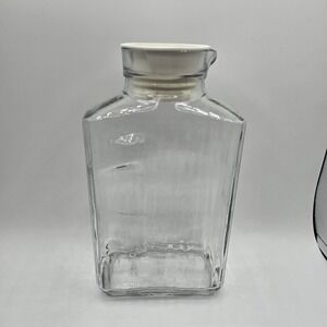 Vintage Refrigerator Pitcher USA Water Juice Ribbed Clear Glass